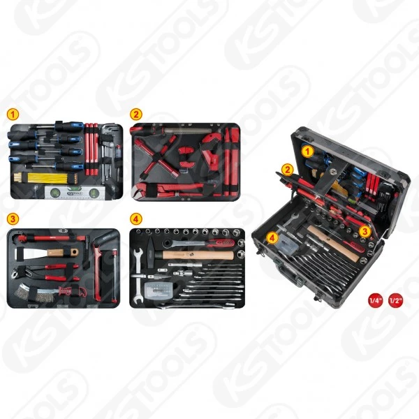 Ks Tools KS-Tools 1/4" + 1/2" Sanitär-Werkzeugkoffer, 95-tlg., 911.0695 – Bild 4